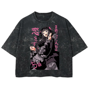 Playera streetwear premium de anime y gaming ExtraLife MX, corte boxy deluxe mineral wash heavyweight en color Acid Wash, moda urbana mexicana de culto.