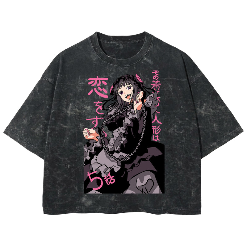 Playera streetwear premium de anime y gaming ExtraLife MX, corte boxy deluxe mineral wash heavyweight en color Acid Wash, moda urbana mexicana de culto.