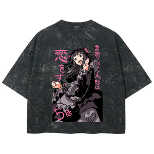 Playera streetwear premium de anime y gaming ExtraLife MX, corte boxy deluxe mineral wash heavyweight en color Acid Wash, moda urbana mexicana de culto.