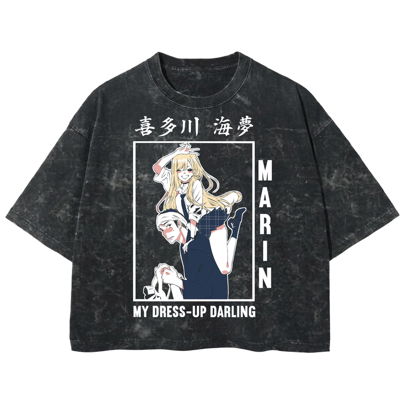 Playera streetwear premium de anime y gaming ExtraLife MX, corte boxy deluxe mineral wash heavyweight en color Acid Wash, moda urbana mexicana de culto.