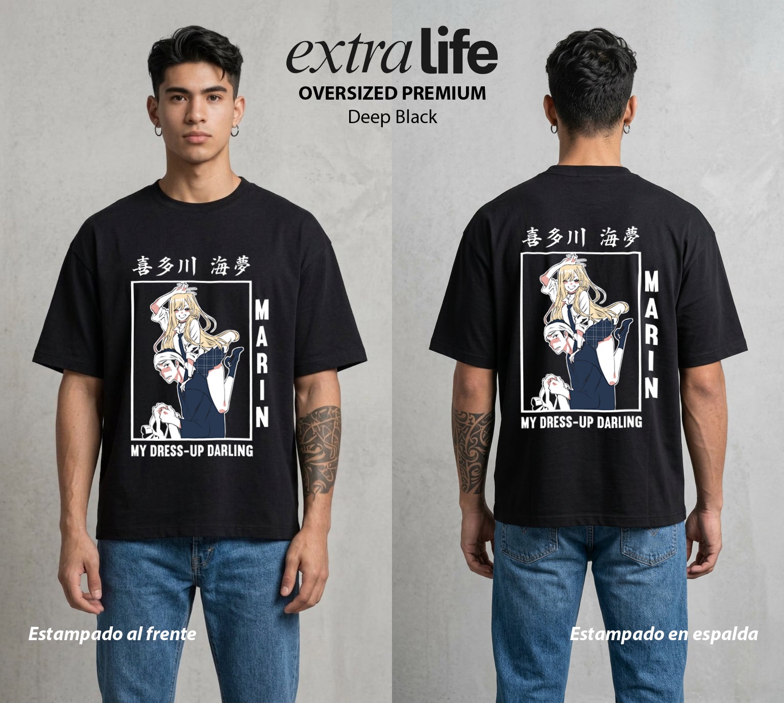 El Arte del Cosplay | El Arte del Disfraz #02656 - Playera Oversized Premium | Deep Black - Foto en modelo