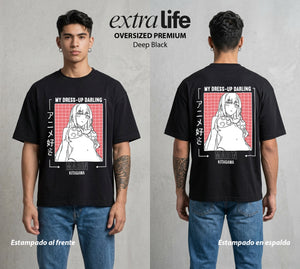 El Arte del Cosplay | El Amor del Cosplay #02657 - Playera Oversized Premium | Deep Black - Foto en modelo