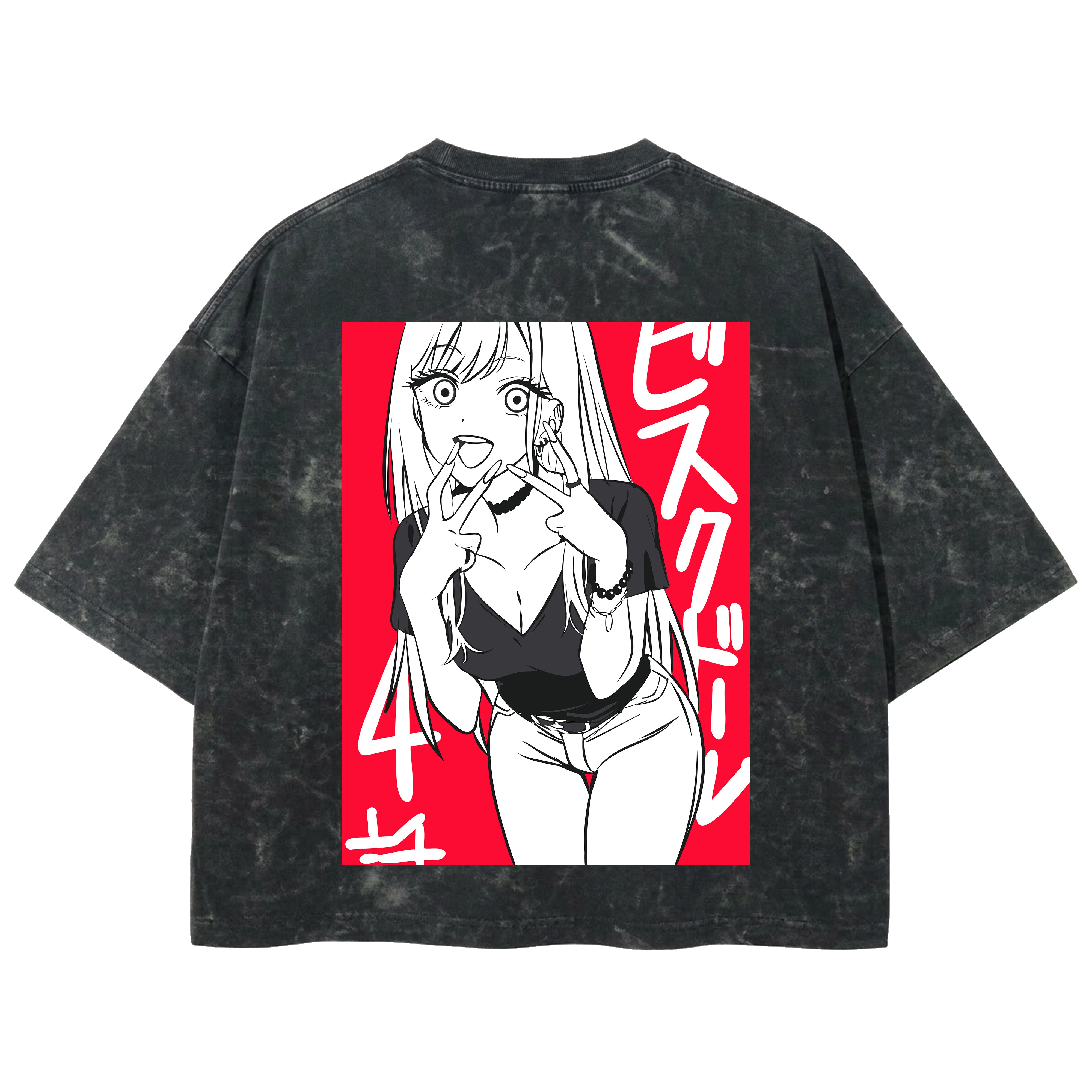 Playera streetwear premium de anime y gaming ExtraLife MX, corte boxy deluxe mineral wash heavyweight en color Acid Wash, moda urbana mexicana de culto.