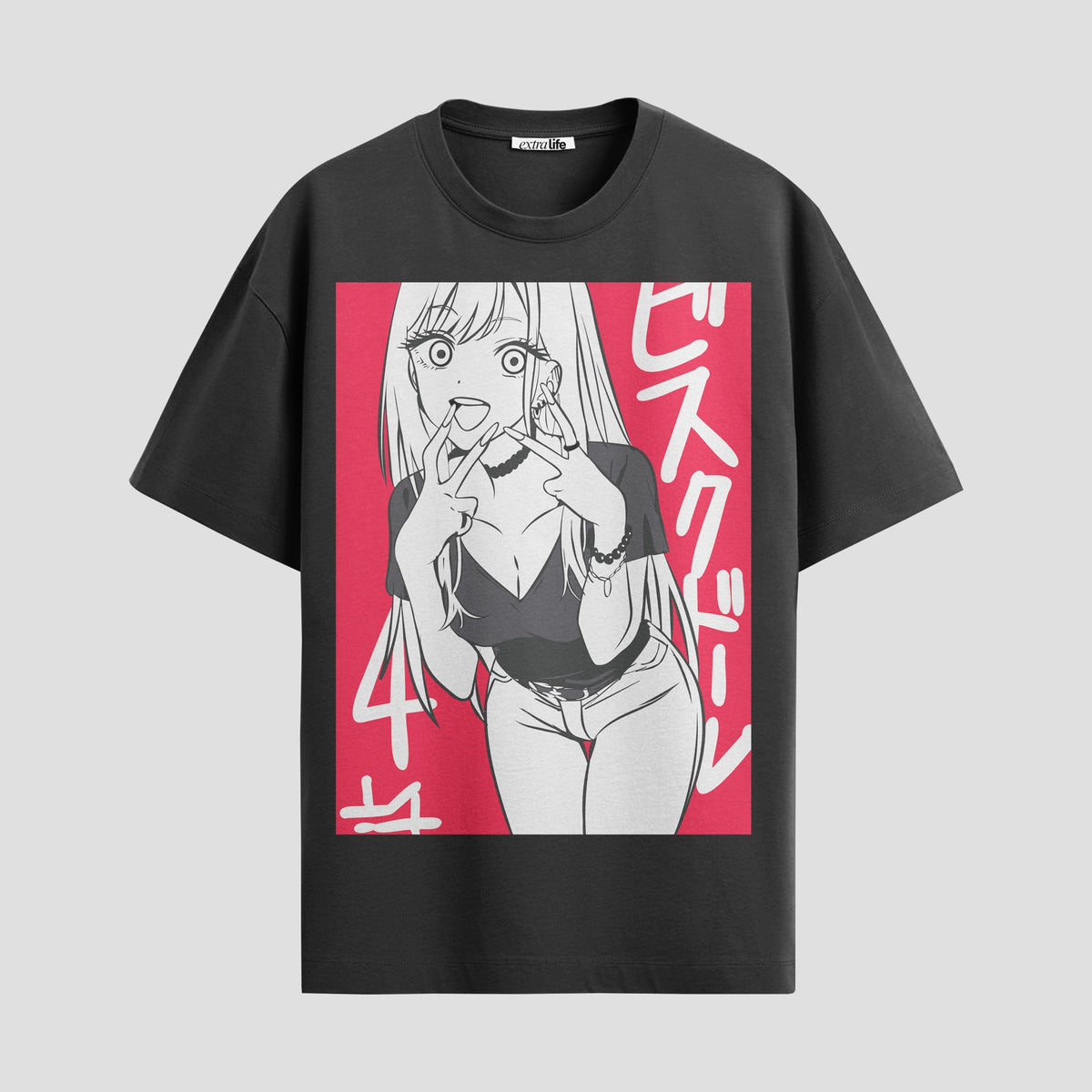 Playera urbana de anime y gaming ExtraLife MX, corte Classic Premium unisex ligero y transpirable en color Deep Black y Pure White, ropa de uso diario para gym y casual.