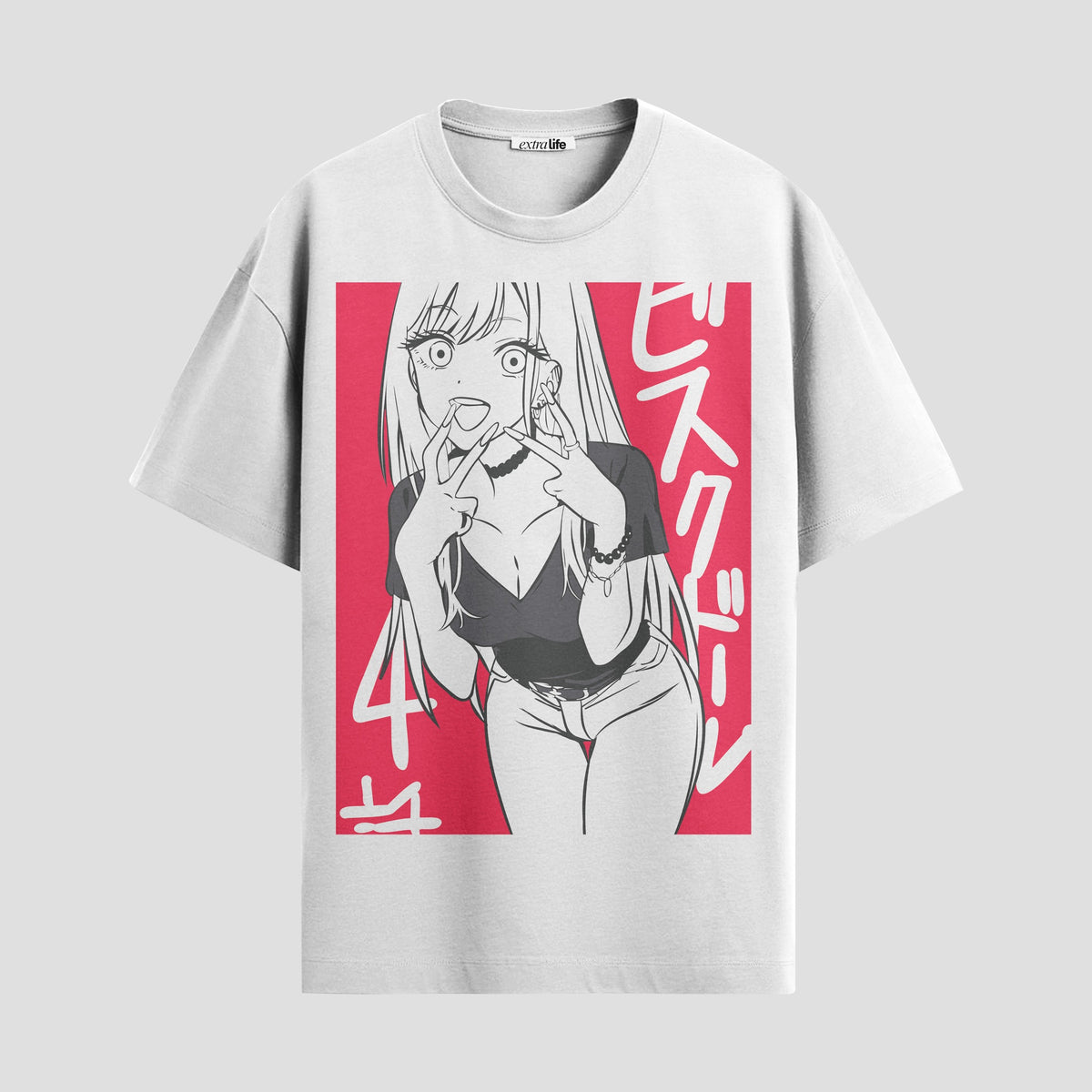 Playera urbana de anime y gaming ExtraLife MX, corte Classic Premium unisex ligero y transpirable en color Deep Black y Pure White, ropa de uso diario para gym y casual.
