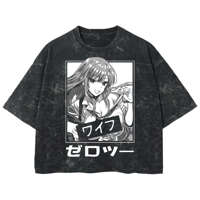 Playera streetwear premium de anime y gaming ExtraLife MX, corte boxy deluxe mineral wash heavyweight en color Acid Wash, moda urbana mexicana de culto.