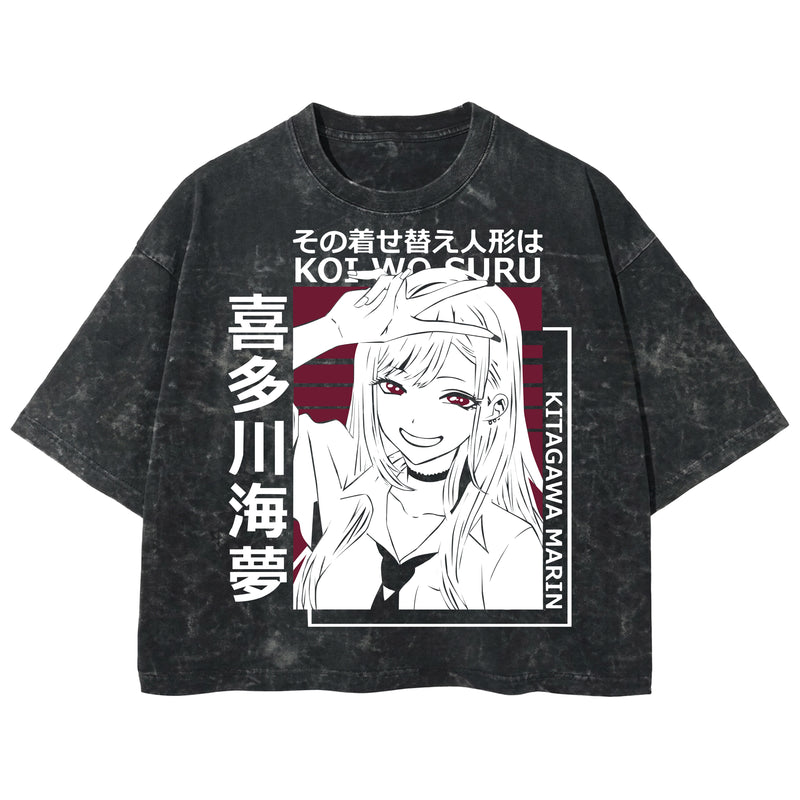 Playera streetwear premium de anime y gaming ExtraLife MX, corte boxy deluxe mineral wash heavyweight en color Acid Wash, moda urbana mexicana de culto.