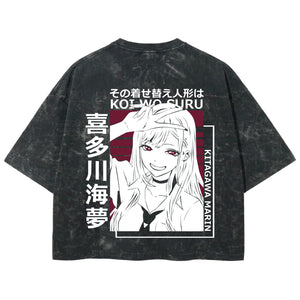 Playera streetwear premium de anime y gaming ExtraLife MX, corte boxy deluxe mineral wash heavyweight en color Acid Wash, moda urbana mexicana de culto.