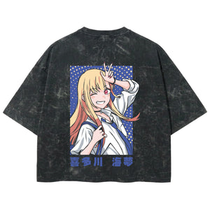 Playera streetwear premium de anime y gaming ExtraLife MX, corte boxy deluxe mineral wash heavyweight en color Acid Wash, moda urbana mexicana de culto.