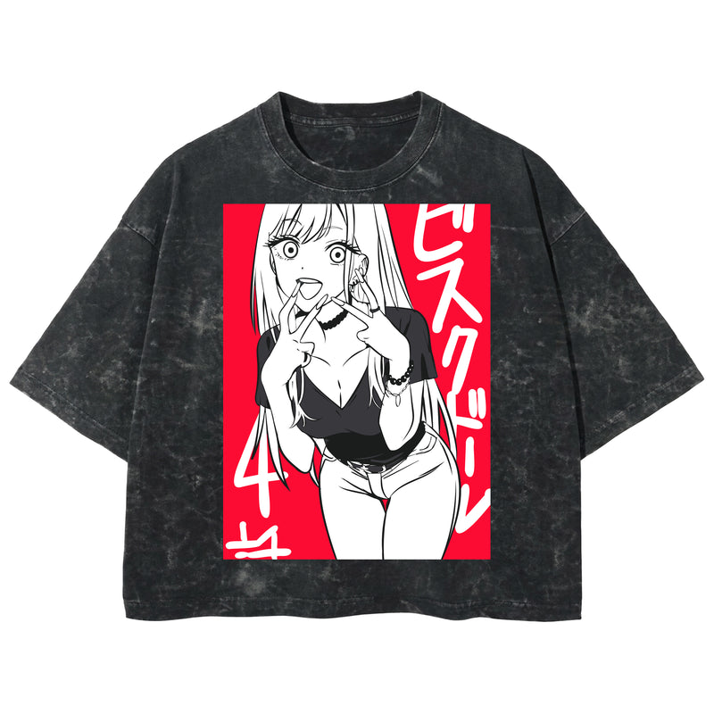 Playera streetwear premium de anime y gaming ExtraLife MX, corte boxy deluxe mineral wash heavyweight en color Acid Wash, moda urbana mexicana de culto.