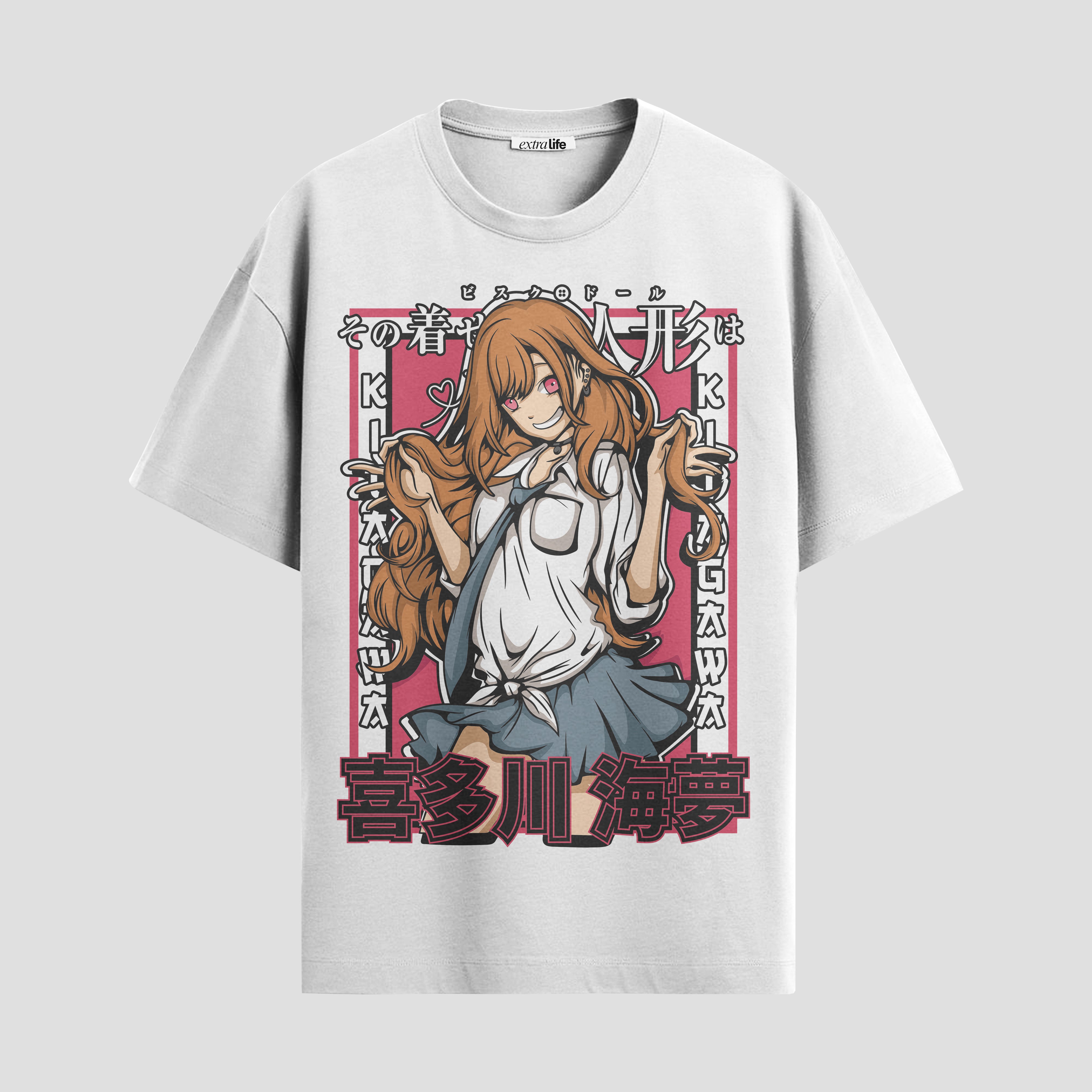 Playera urbana de anime y gaming ExtraLife MX, corte Standard Fit unisex ligero y transpirable en color Deep Black y Pure White, ropa de uso diario para gym y casual.