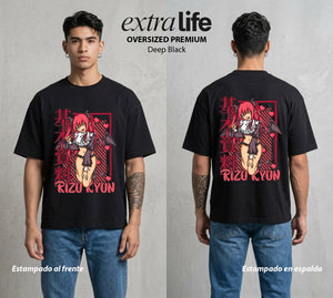 El Arte del Cosplay | La Waifu Virtual #02679 - Playera Oversized Premium | Deep Black - Foto en modelo
