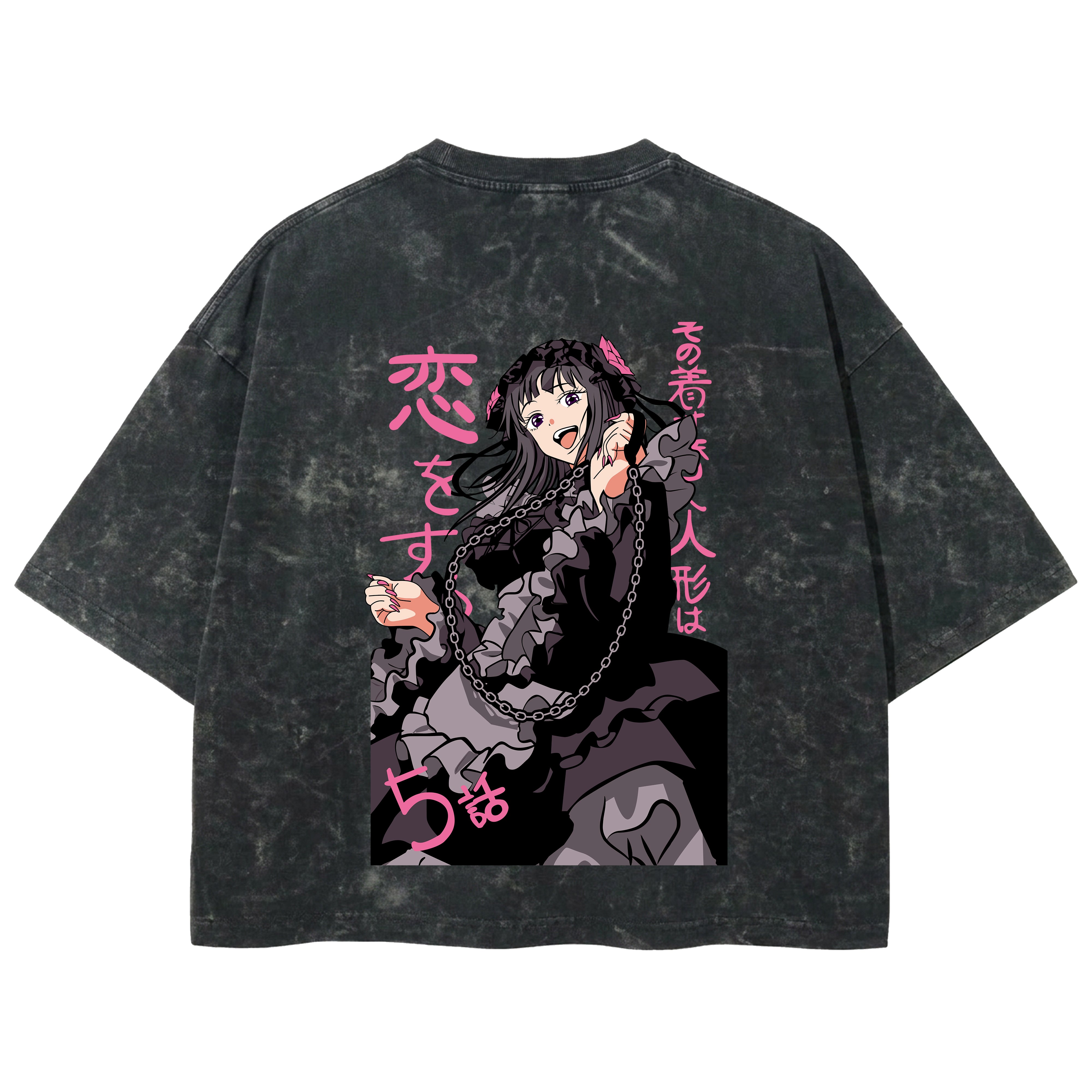 Playera streetwear premium de anime y gaming ExtraLife MX, corte boxy deluxe mineral wash heavyweight en color Acid Wash, moda urbana mexicana de culto.