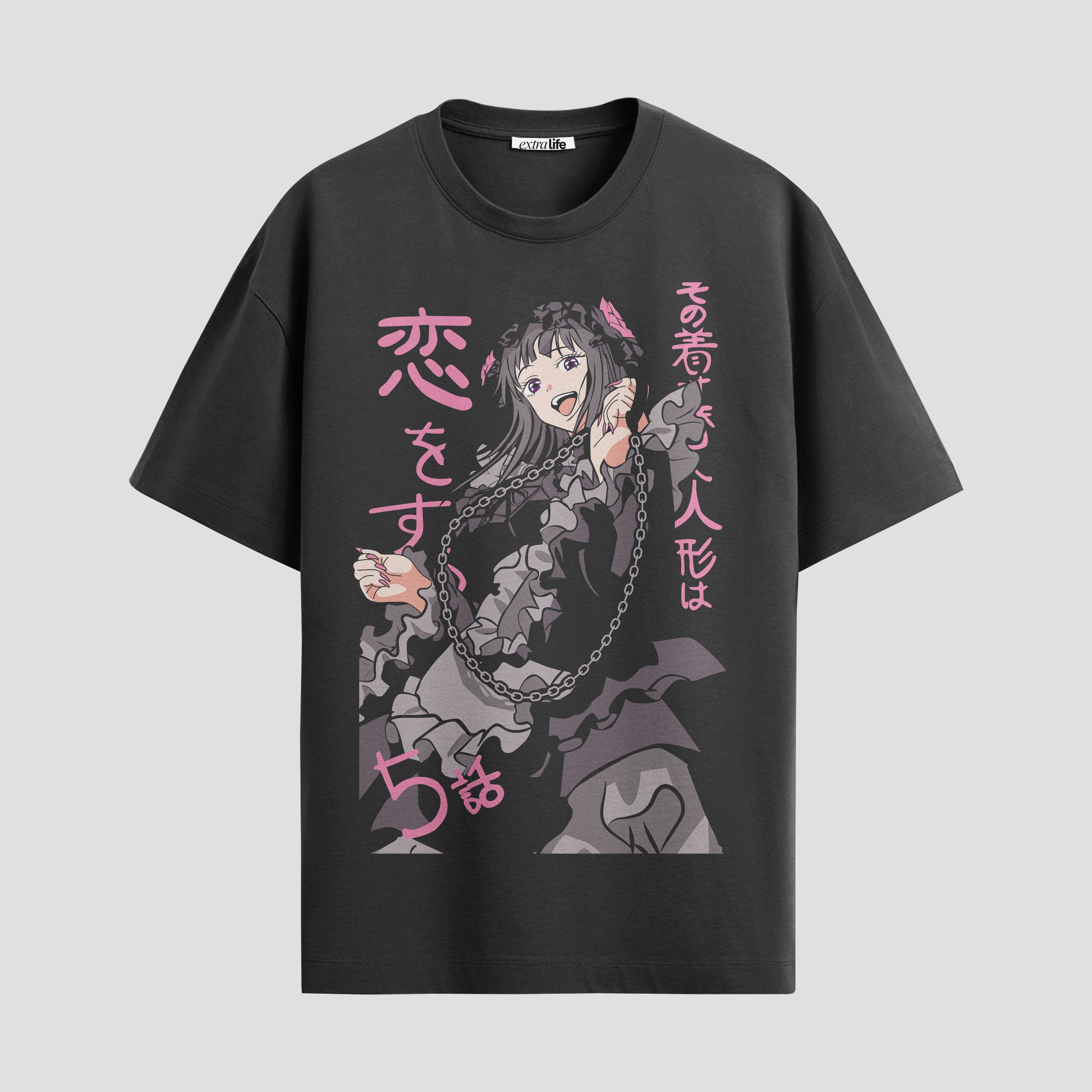 Playera urbana de anime y gaming ExtraLife MX, corte Standard Fit unisex ligero y transpirable en color Deep Black y Pure White, ropa de uso diario para gym y casual.