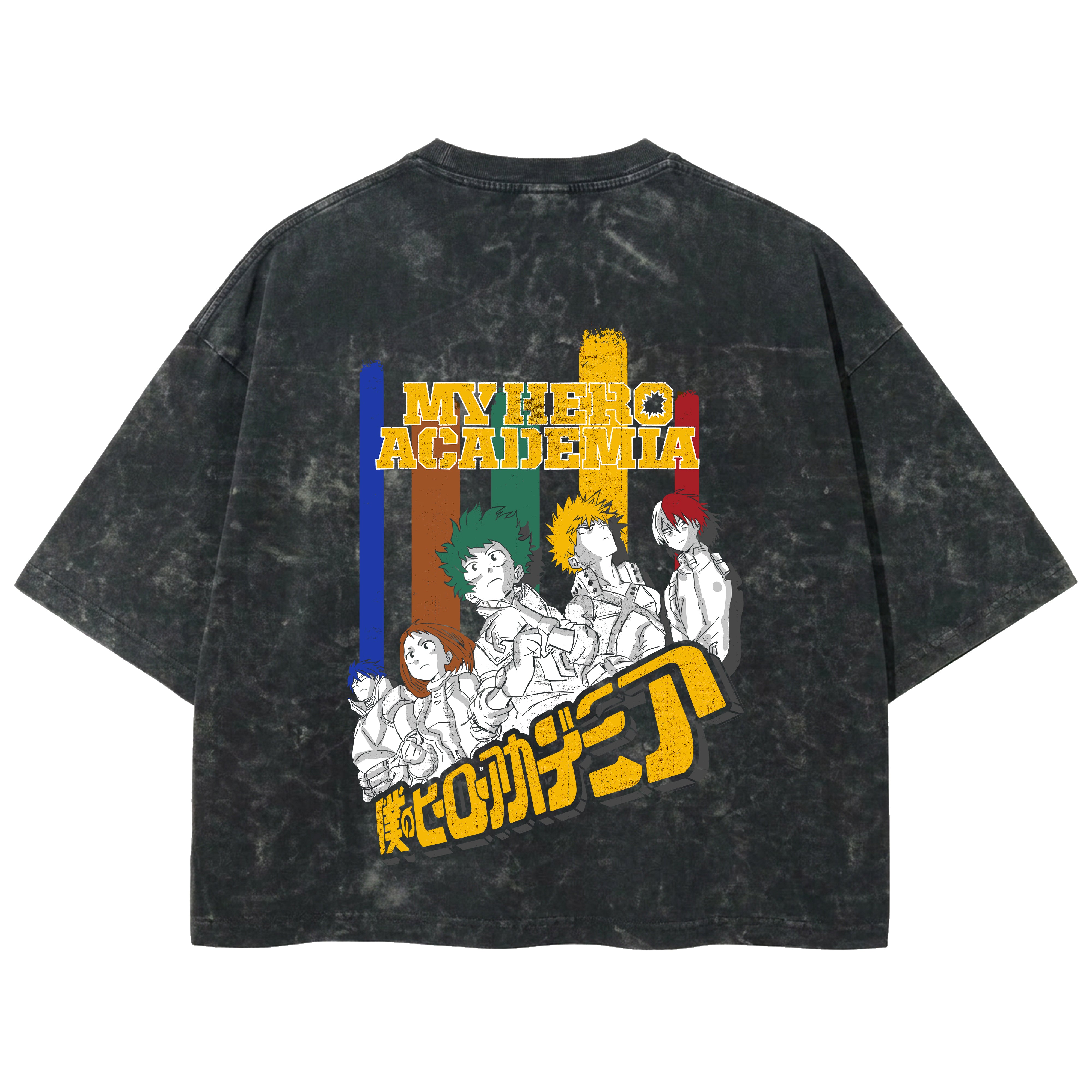 Playera streetwear premium de anime y gaming ExtraLife MX, corte boxy deluxe mineral wash heavyweight en color Acid Wash, moda urbana mexicana de culto.