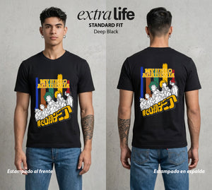 La Academia de Heroes | Los Futuros Heroes #02681 - Playera Standard Fit | Deep Black - Foto en modelo