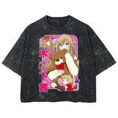 Playera streetwear premium de anime y gaming ExtraLife MX, corte boxy deluxe mineral wash heavyweight en color Acid Wash, moda urbana mexicana de culto.