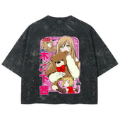 Playera streetwear premium de anime y gaming ExtraLife MX, corte boxy deluxe mineral wash heavyweight en color Acid Wash, moda urbana mexicana de culto.