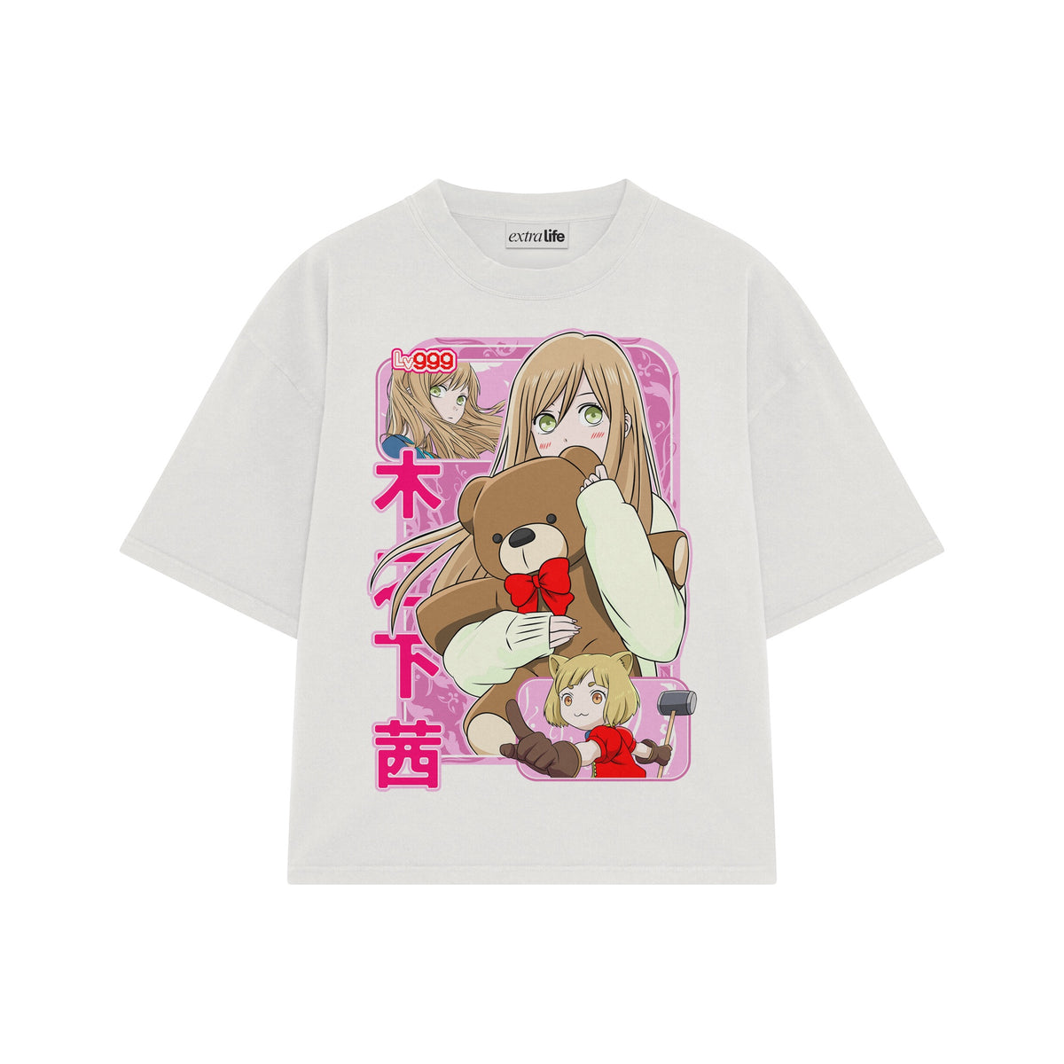 Playera streetwear premium de anime y gaming ExtraLife MX, corte oversized drop shoulder ligero y fresco en color Deep Black y Off-White, moda urbana mexicana de culto.
