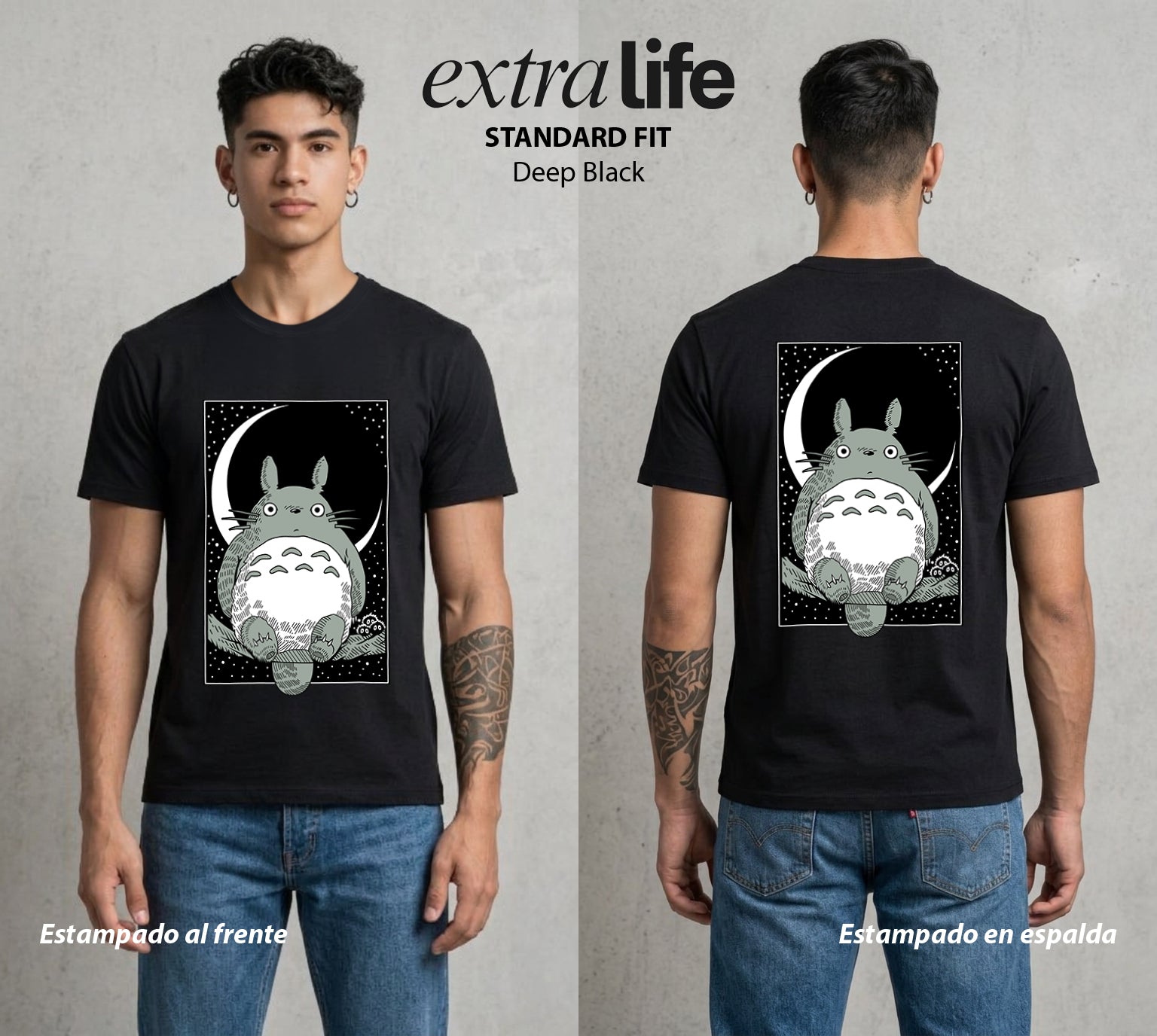 El Estudio del Viento | El Vecino del Bosque #02684 - Playera Standard Fit | Deep Black - Foto en modelo
