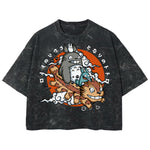 Playera streetwear premium de anime y gaming ExtraLife MX, corte boxy deluxe mineral wash heavyweight en color Acid Wash, moda urbana mexicana de culto.