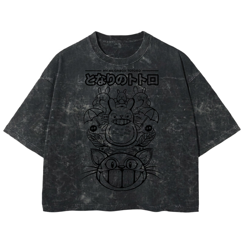 Playera streetwear premium de anime y gaming ExtraLife MX, corte boxy deluxe mineral wash heavyweight en color Acid Wash, moda urbana mexicana de culto.