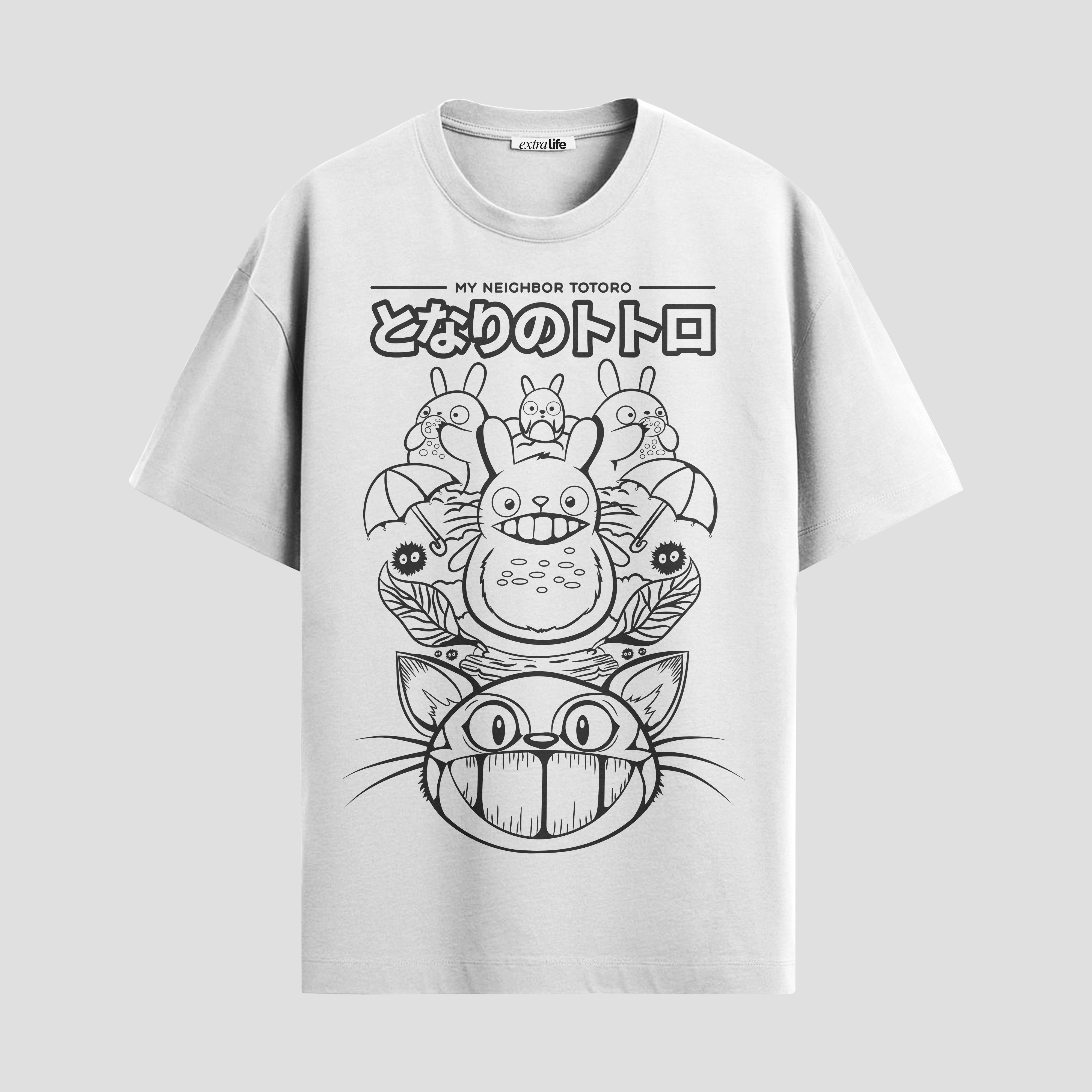 Playera urbana de anime y gaming ExtraLife MX, corte Standard Fit unisex ligero y transpirable en color Deep Black y Pure White, ropa de uso diario para gym y casual.