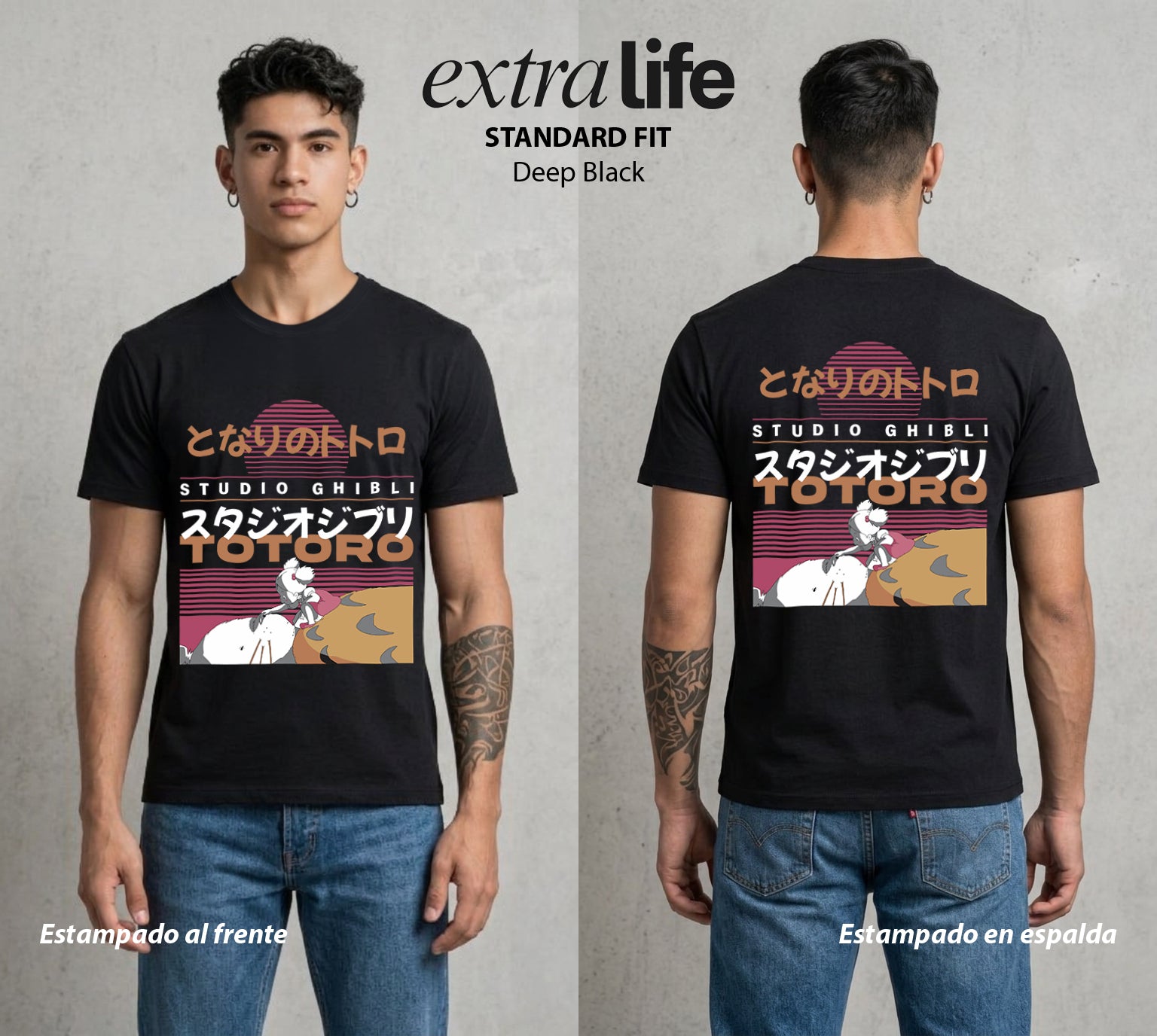 El Estudio del Viento | La Niña y el Espiritu #02693 - Playera Standard Fit | Deep Black - Foto en modelo