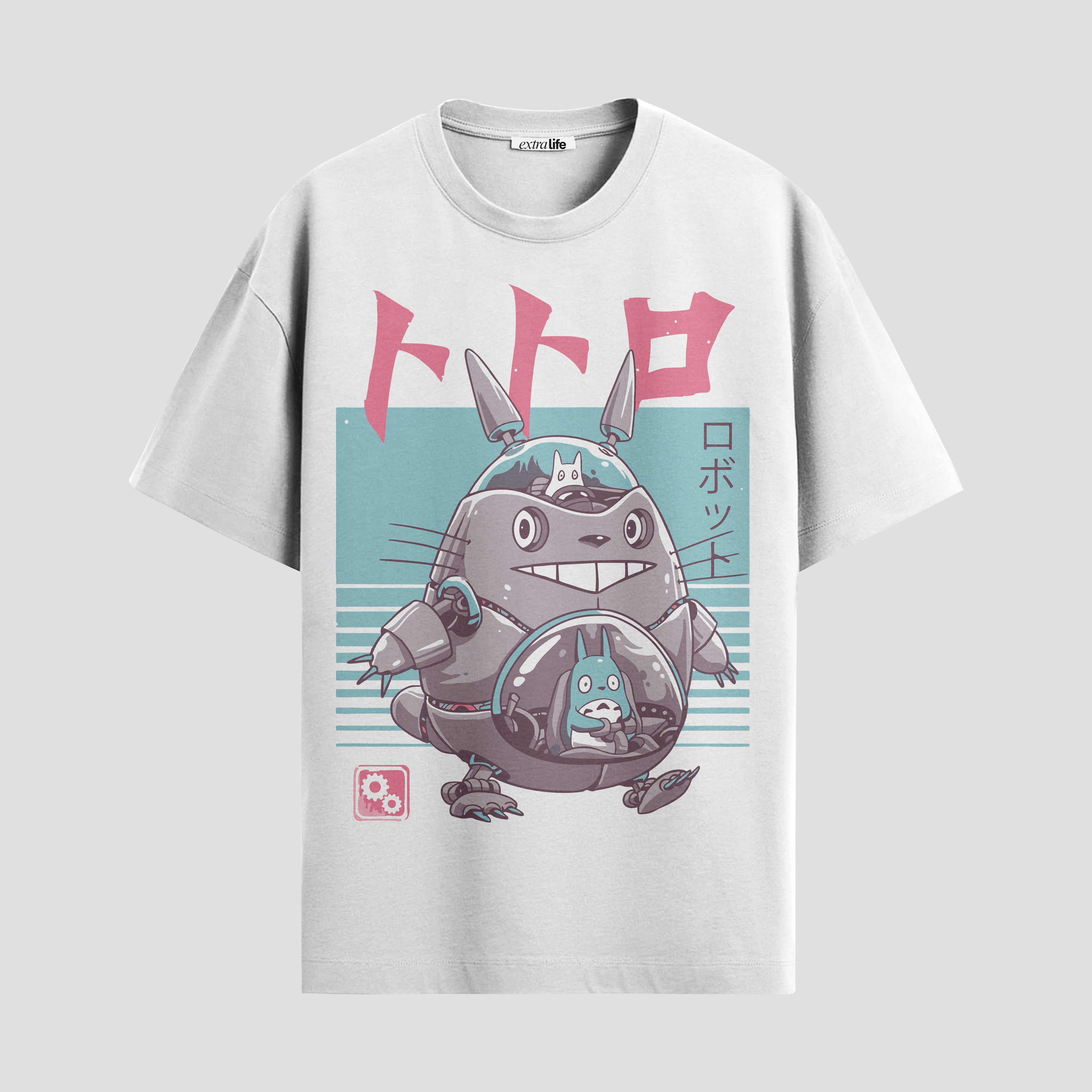 Playera urbana de anime y gaming ExtraLife MX, corte Standard Fit unisex ligero y transpirable en color Deep Black y Pure White, ropa de uso diario para gym y casual.