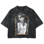 Playera streetwear premium de anime y gaming ExtraLife MX, corte boxy deluxe mineral wash heavyweight en color Acid Wash, moda urbana mexicana de culto.