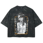 Playera streetwear premium de anime y gaming ExtraLife MX, corte boxy deluxe mineral wash heavyweight en color Acid Wash, moda urbana mexicana de culto.