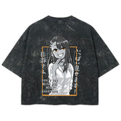 Playera streetwear premium de anime y gaming ExtraLife MX, corte boxy deluxe mineral wash heavyweight en color Acid Wash, moda urbana mexicana de culto.