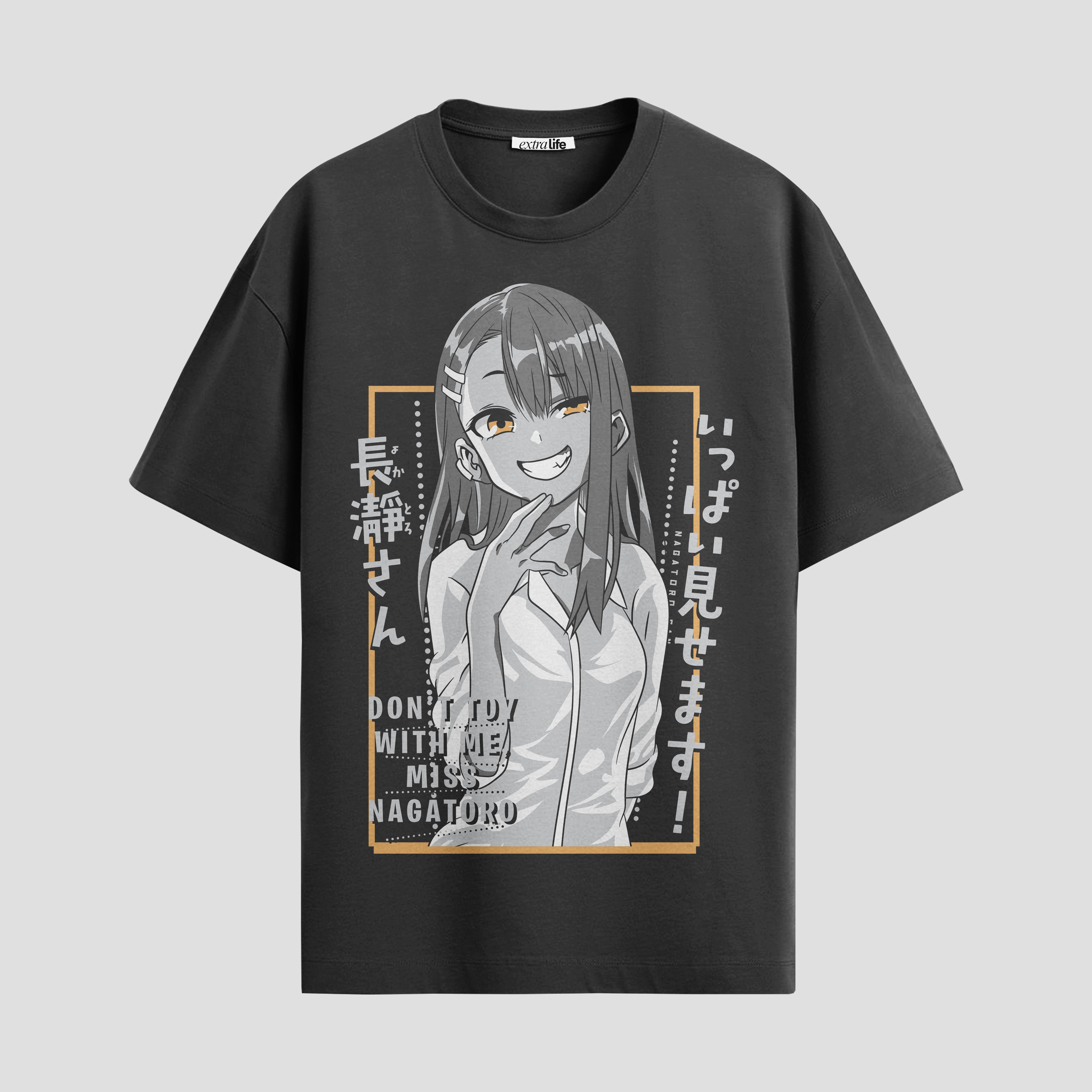 Playera urbana de anime y gaming ExtraLife MX, corte Standard Fit unisex ligero y transpirable en color Deep Black y Pure White, ropa de uso diario para gym y casual.
