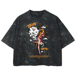 Playera streetwear premium de anime y gaming ExtraLife MX, corte boxy deluxe mineral wash heavyweight en color Acid Wash, moda urbana mexicana de culto.