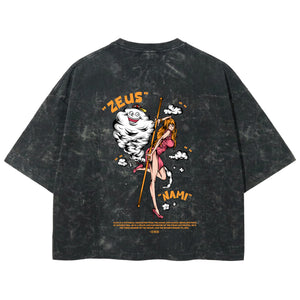 Playera streetwear premium de anime y gaming ExtraLife MX, corte boxy deluxe mineral wash heavyweight en color Acid Wash, moda urbana mexicana de culto.