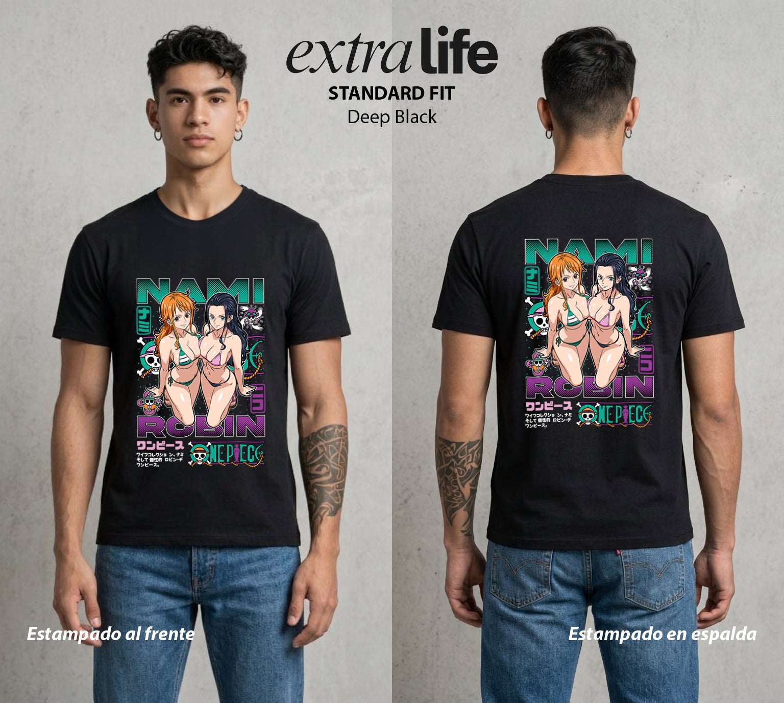 Mar de los Piratas | La Navegante #02698 - Playera Standard Fit | Deep Black - Foto en modelo