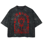 Playera streetwear premium de anime y gaming ExtraLife MX, corte boxy deluxe mineral wash heavyweight en color Acid Wash, moda urbana mexicana de culto.