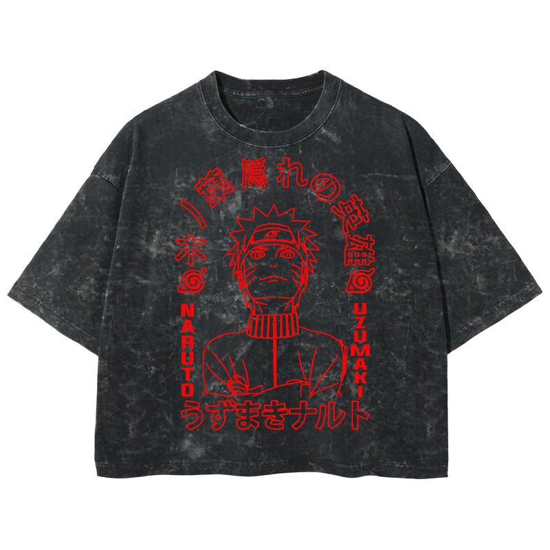 Playera streetwear premium de anime y gaming ExtraLife MX, corte boxy deluxe mineral wash heavyweight en color Acid Wash, moda urbana mexicana de culto.