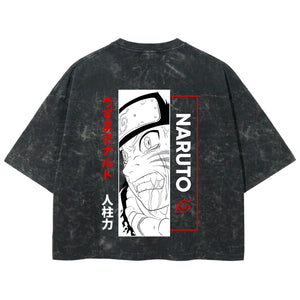 Playera streetwear premium de anime y gaming ExtraLife MX, corte boxy deluxe mineral wash heavyweight en color Acid Wash, moda urbana mexicana de culto.