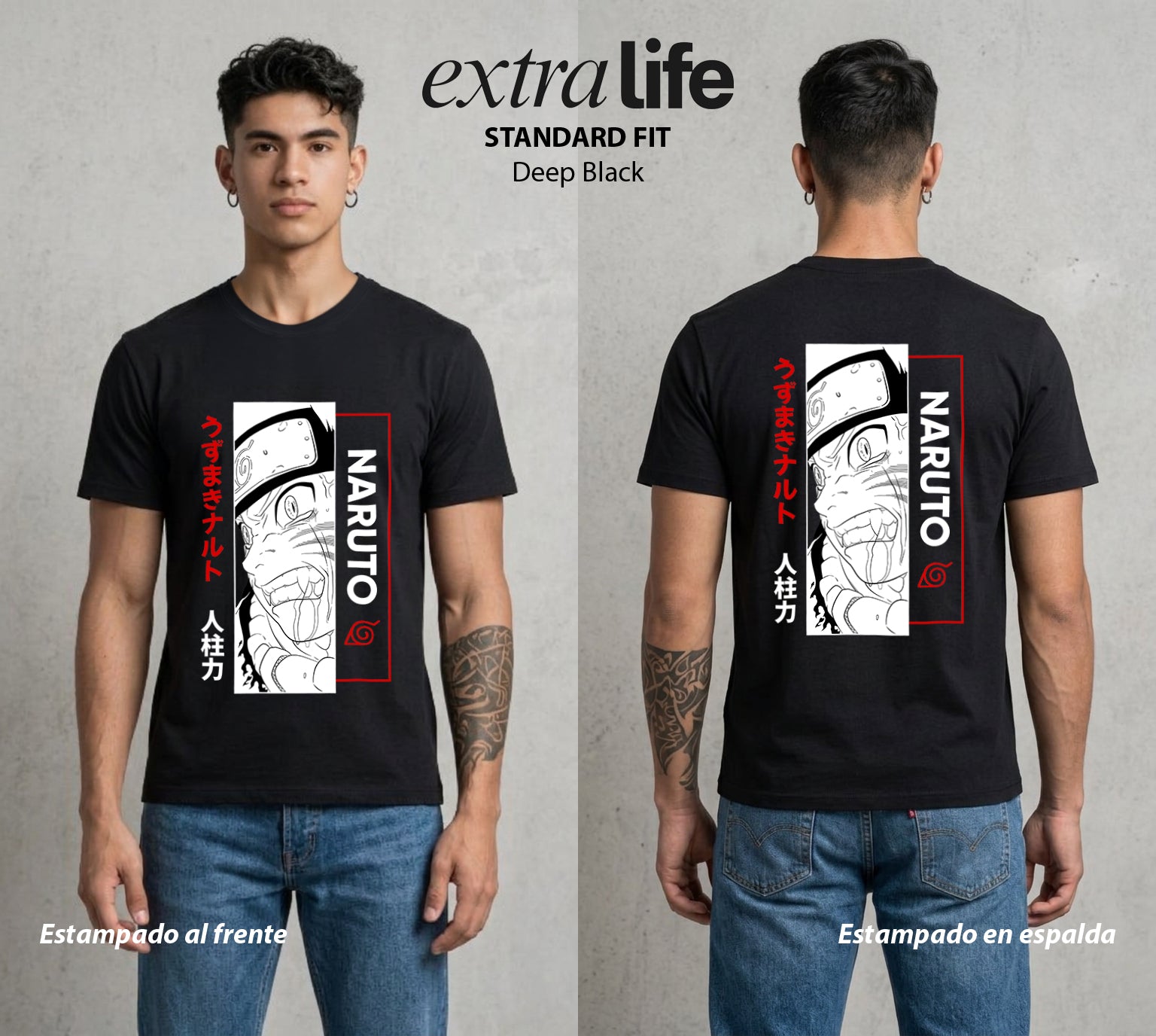 La Aldea Oculta | El Hokage del Futuro #02705 - Playera Standard Fit | Deep Black - Foto en modelo