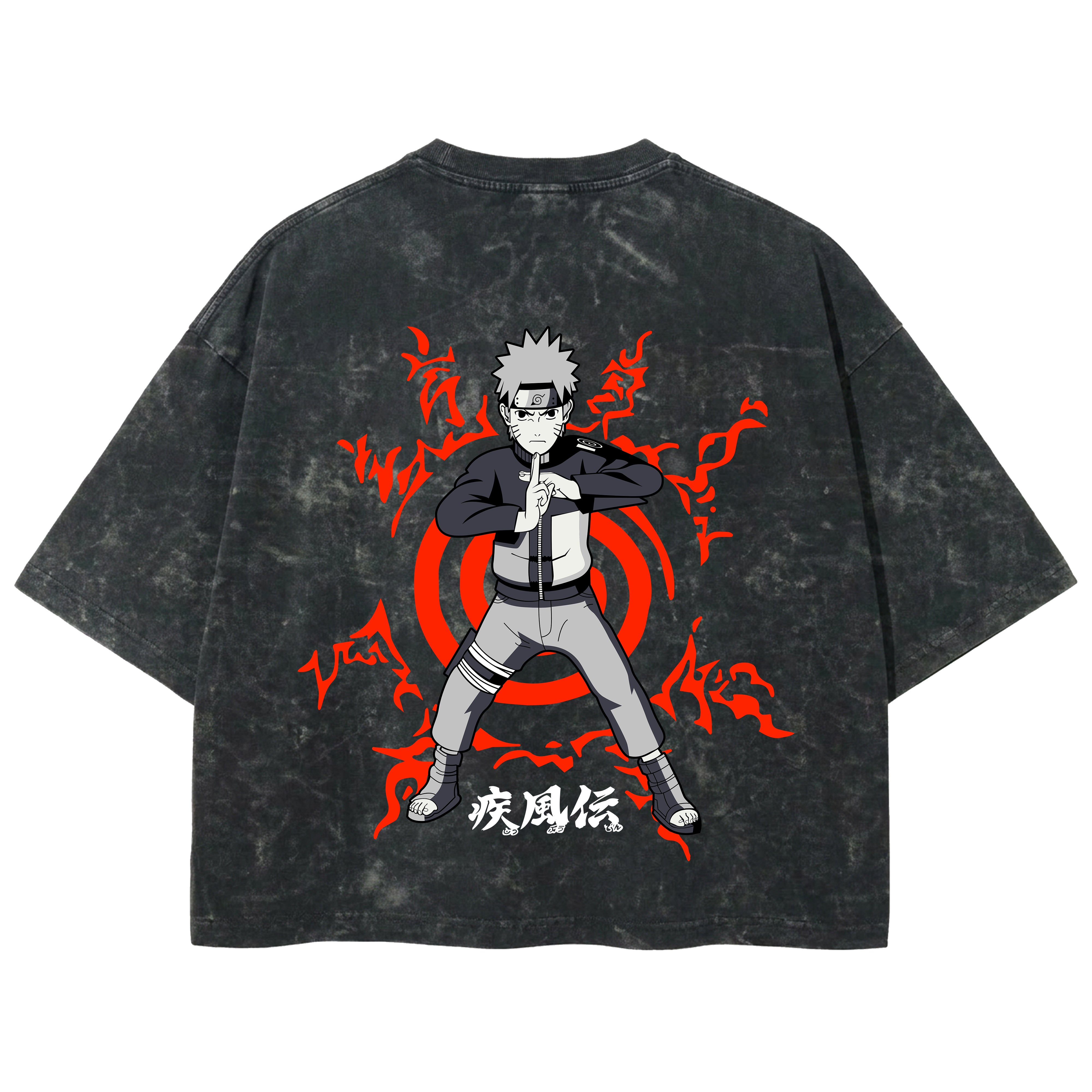 Playera streetwear premium de anime y gaming ExtraLife MX, corte boxy deluxe mineral wash heavyweight en color Acid Wash, moda urbana mexicana de culto.