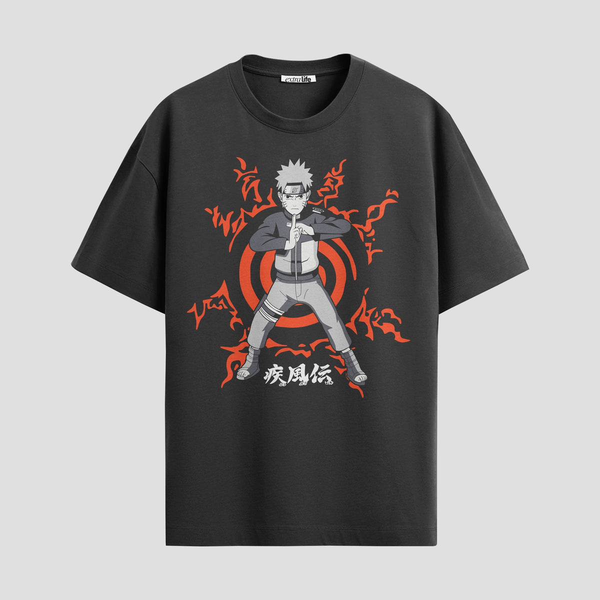 Playera urbana de anime y gaming ExtraLife MX, corte Classic Premium unisex ligero y transpirable en color Deep Black y Pure White, ropa de uso diario para gym y casual.