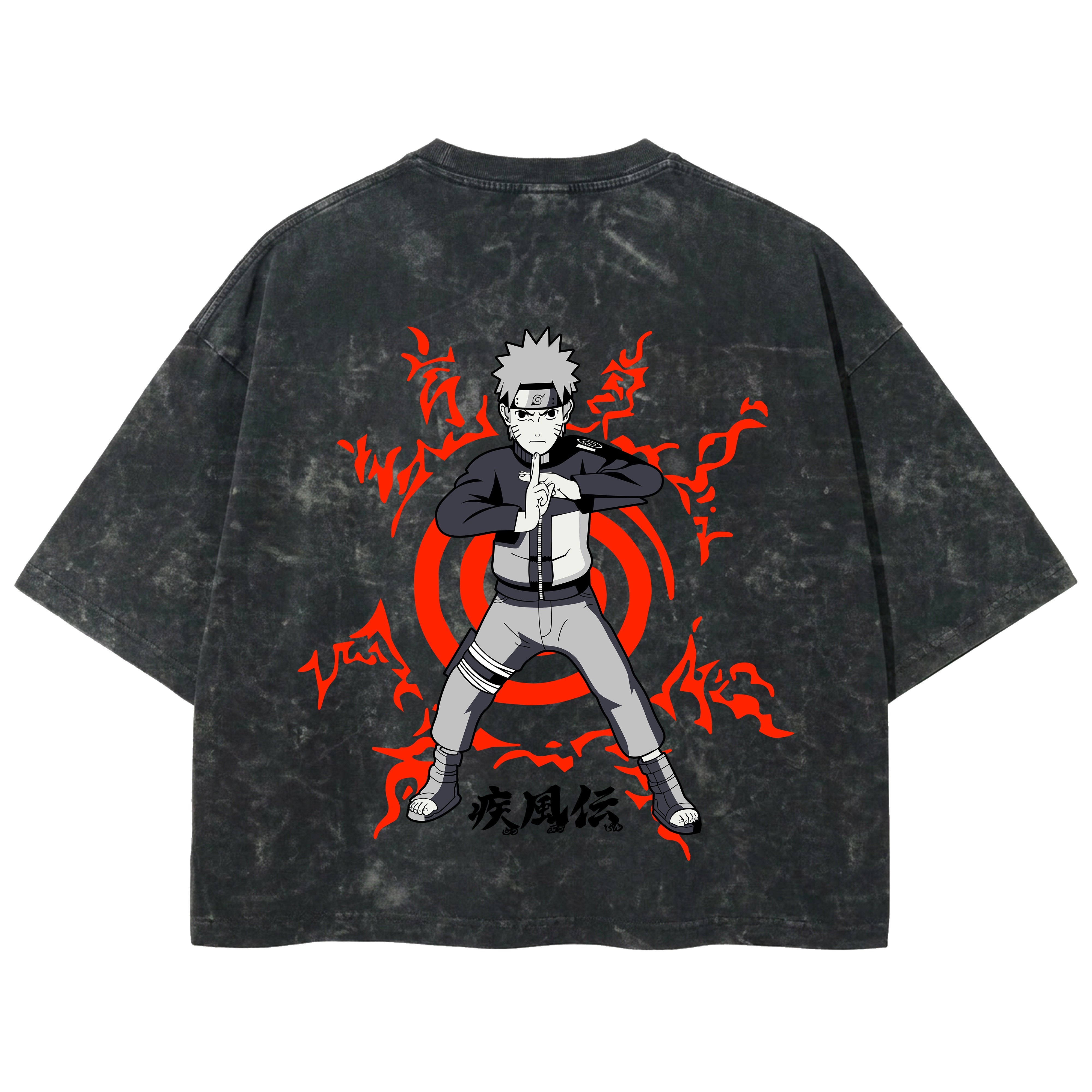 Playera streetwear premium de anime y gaming ExtraLife MX, corte boxy deluxe mineral wash heavyweight en color Acid Wash, moda urbana mexicana de culto.