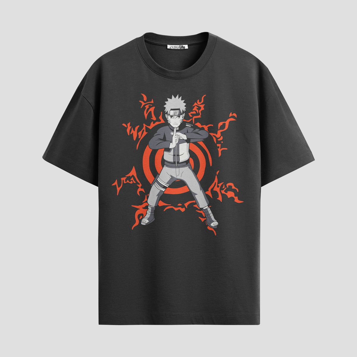 Playera urbana de anime y gaming ExtraLife MX, corte Classic Premium unisex ligero y transpirable en color Deep Black y Pure White, ropa de uso diario para gym y casual.