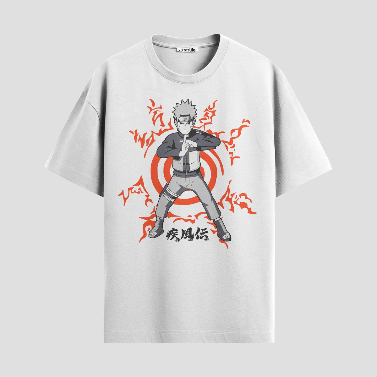 Playera urbana de anime y gaming ExtraLife MX, corte Classic Premium unisex ligero y transpirable en color Deep Black y Pure White, ropa de uso diario para gym y casual.