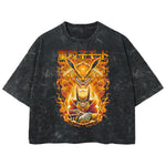 Playera streetwear premium de anime y gaming ExtraLife MX, corte boxy deluxe mineral wash heavyweight en color Acid Wash, moda urbana mexicana de culto.