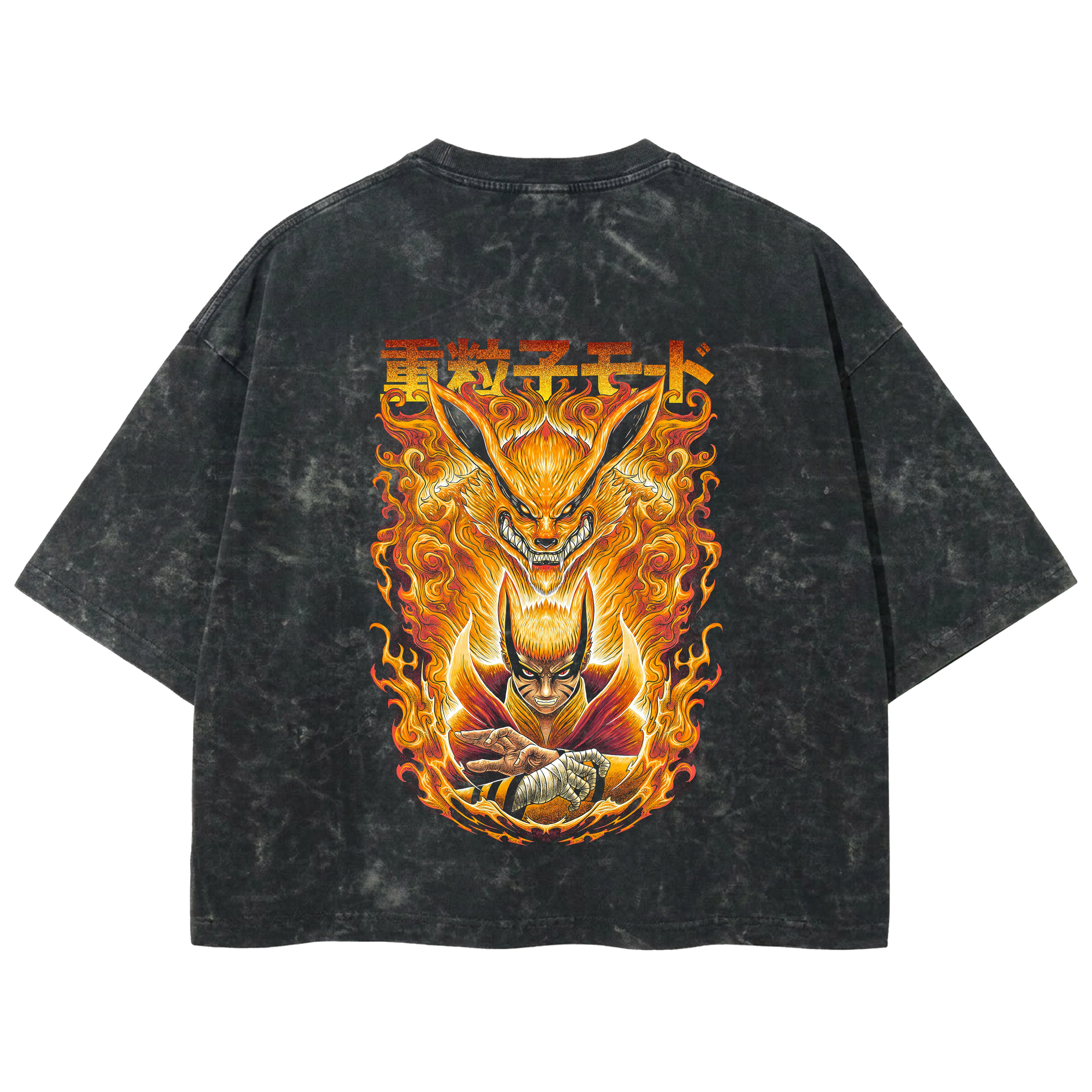 Playera streetwear premium de anime y gaming ExtraLife MX, corte boxy deluxe mineral wash heavyweight en color Acid Wash, moda urbana mexicana de culto.