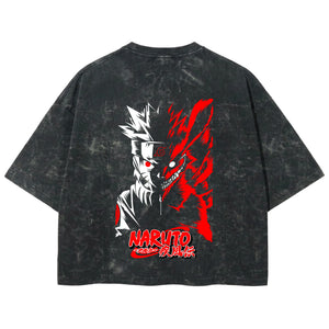 Playera streetwear premium de anime y gaming ExtraLife MX, corte boxy deluxe mineral wash heavyweight en color Acid Wash, moda urbana mexicana de culto.