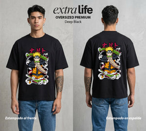 La Aldea Oculta | El Hokage del Futuro #02712 - Playera Oversized Premium | Deep Black - Foto en modelo