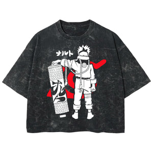 Playera streetwear premium de anime y gaming ExtraLife MX, corte boxy deluxe mineral wash heavyweight en color Acid Wash, moda urbana mexicana de culto.